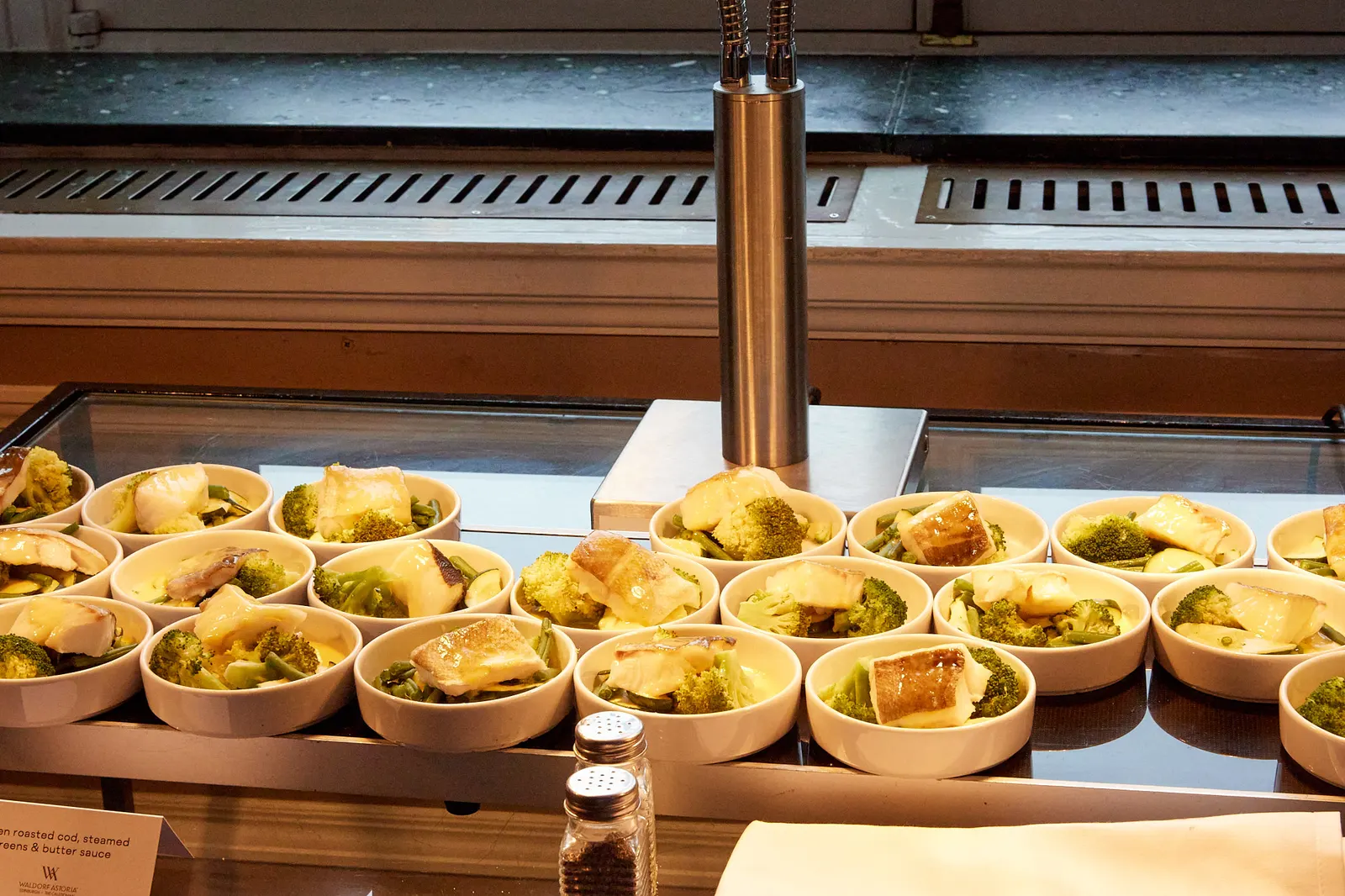 Individual lunch bowls at a conference catering station