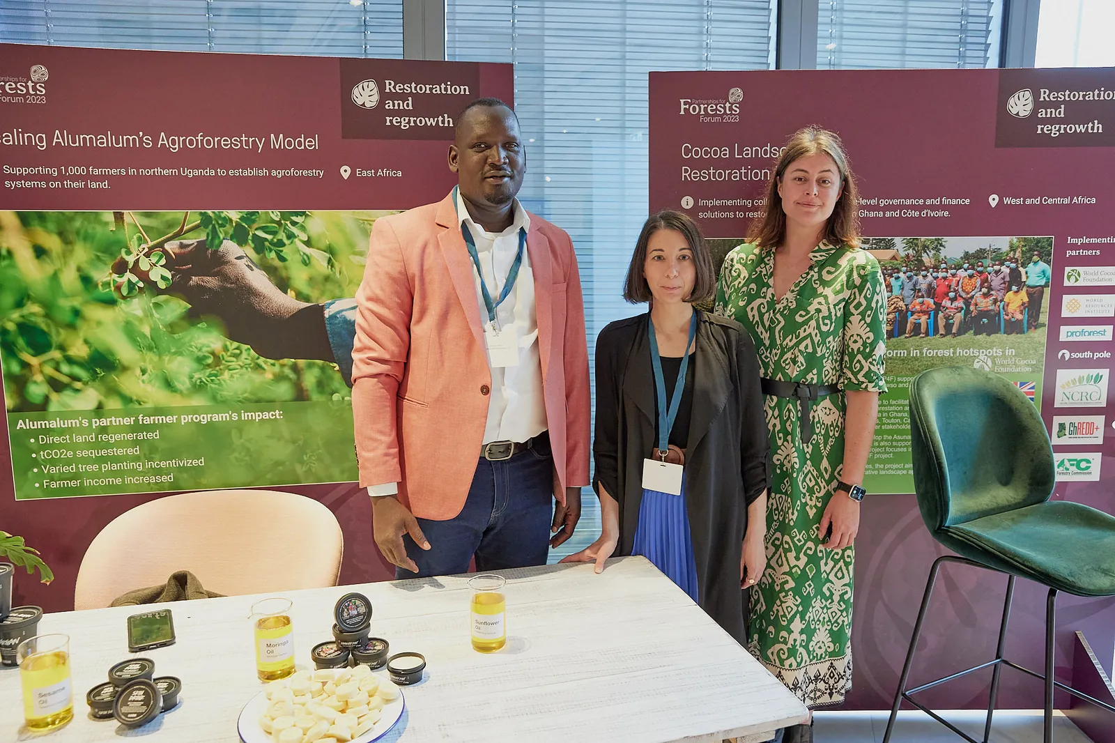 Presenters at a branded exhibition stand
