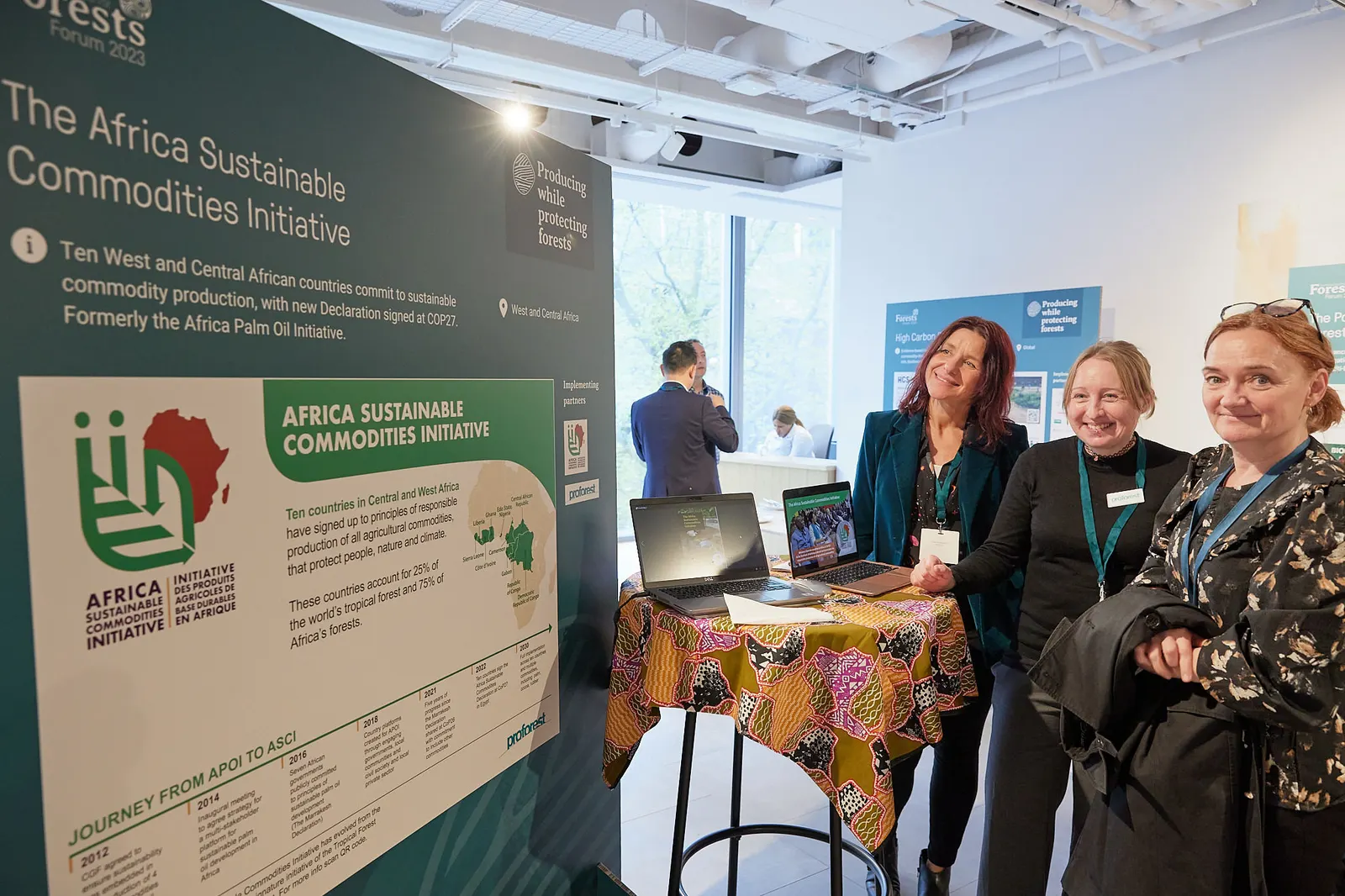 Project team photographed at their exhibition stand during a sustainability forum