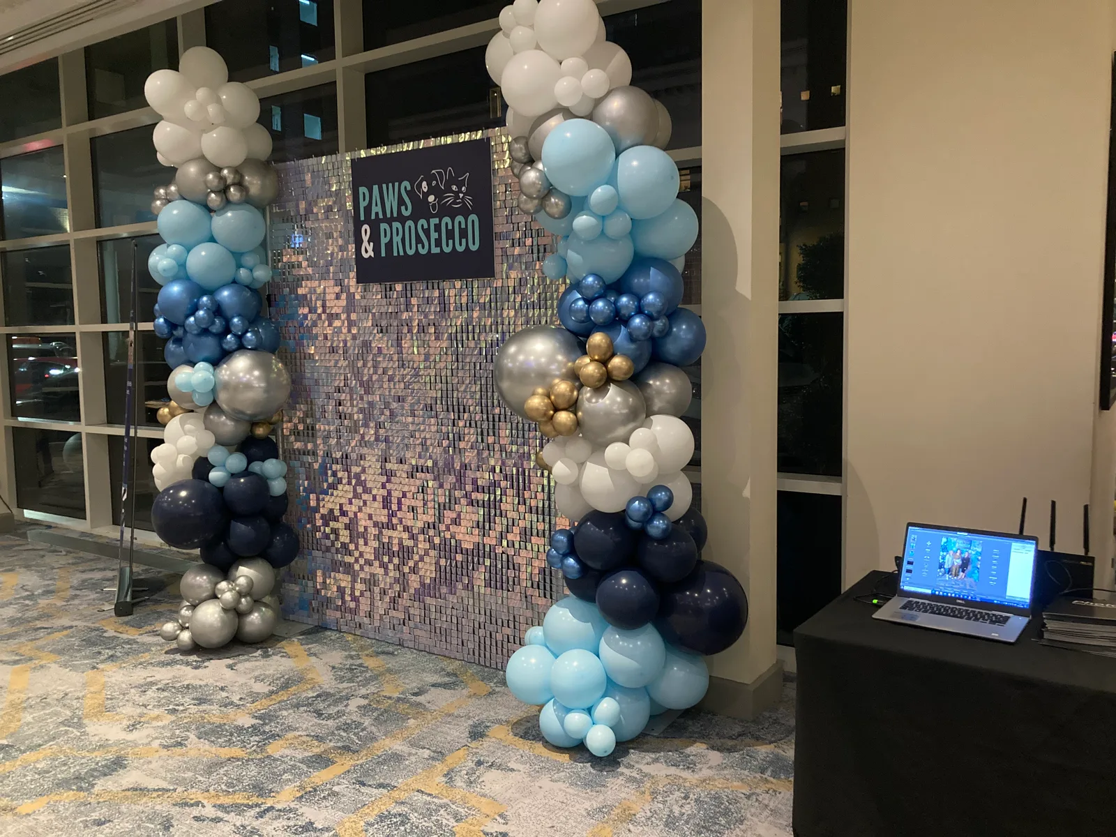 Branded sequin photo wall and instant prints at a charity ball at the Hilton Newcastle Gateshead