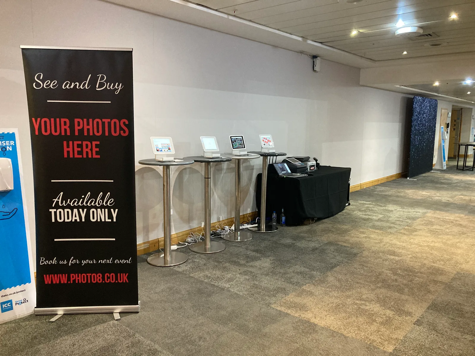 Photo 8 see-and-buy photo kiosks set up at the ICC Birmingham